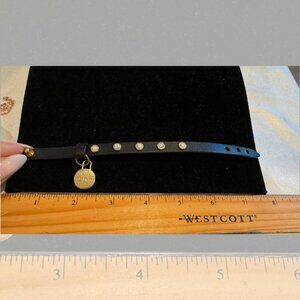 Ted Baker Womens Leather Adjustable Bling Studded Crystal Pearl Bracelet Black